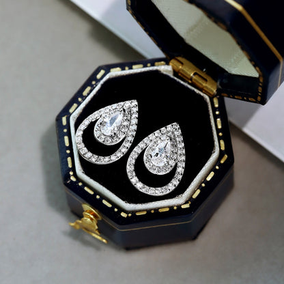 [Polaidi Jewelry]Sparkling Delicate Water Drop Shape Daily Earrings