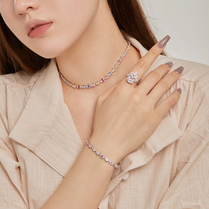 [Polaidi Jewelry]Sparkling Colorful Water Drop Shape Daily Ring