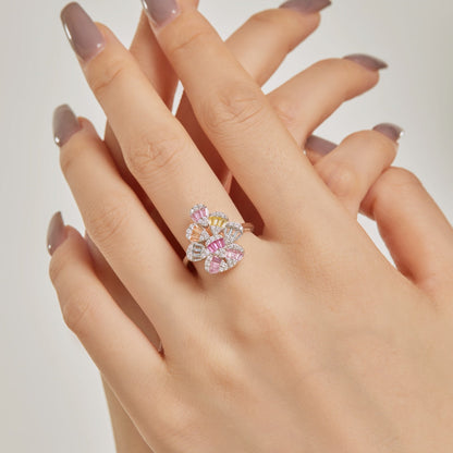 [Polaidi Jewelry]Sparkling Colorful Water Drop Shape Daily Ring
