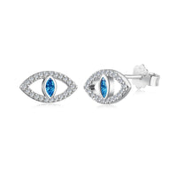 [Perlaura Jewelry ]Blue Devil Eyes Hollow Stud Earrings