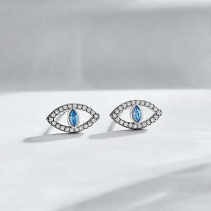 [Polaidi Jewelry]Blue Devil Eyes Hollow Stud Earrings