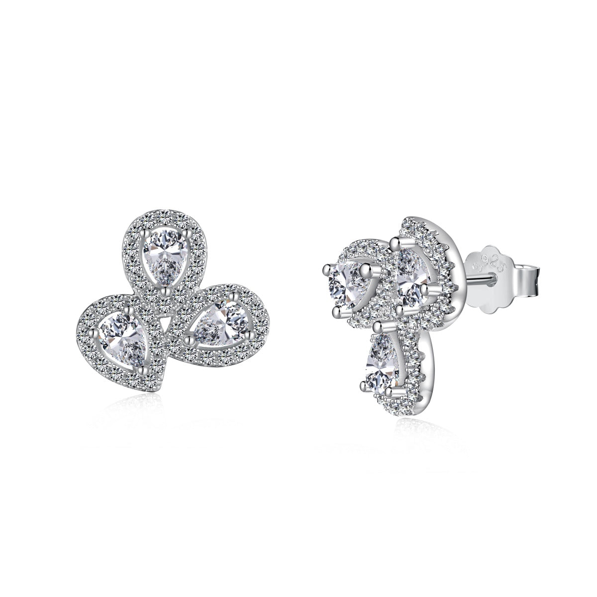 [Polaidi Jewelry]Ornate Flower Shape Pear Cut Lover Earrings