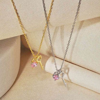 [Polaidi Jewelry]Unique Heart Shape Key Pendent Necklace