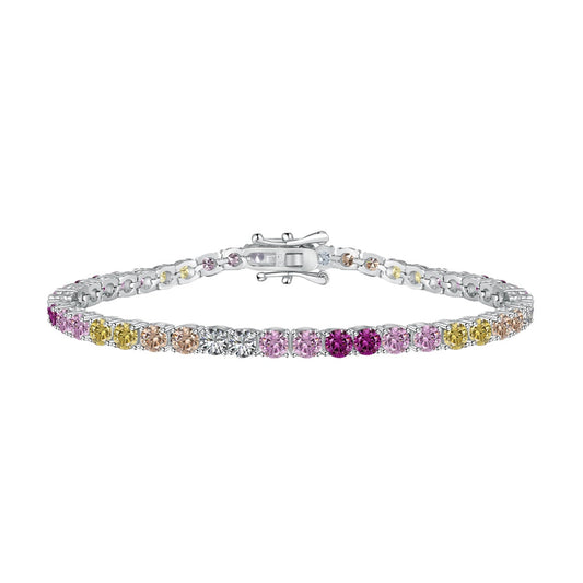 [Polaidi Jewelry]Radiant Colorful Round Cut Tennis Bracelet