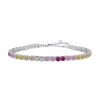 [Perlaura Jewelry ]Radiant Colorful Round Cut Tennis Bracelet