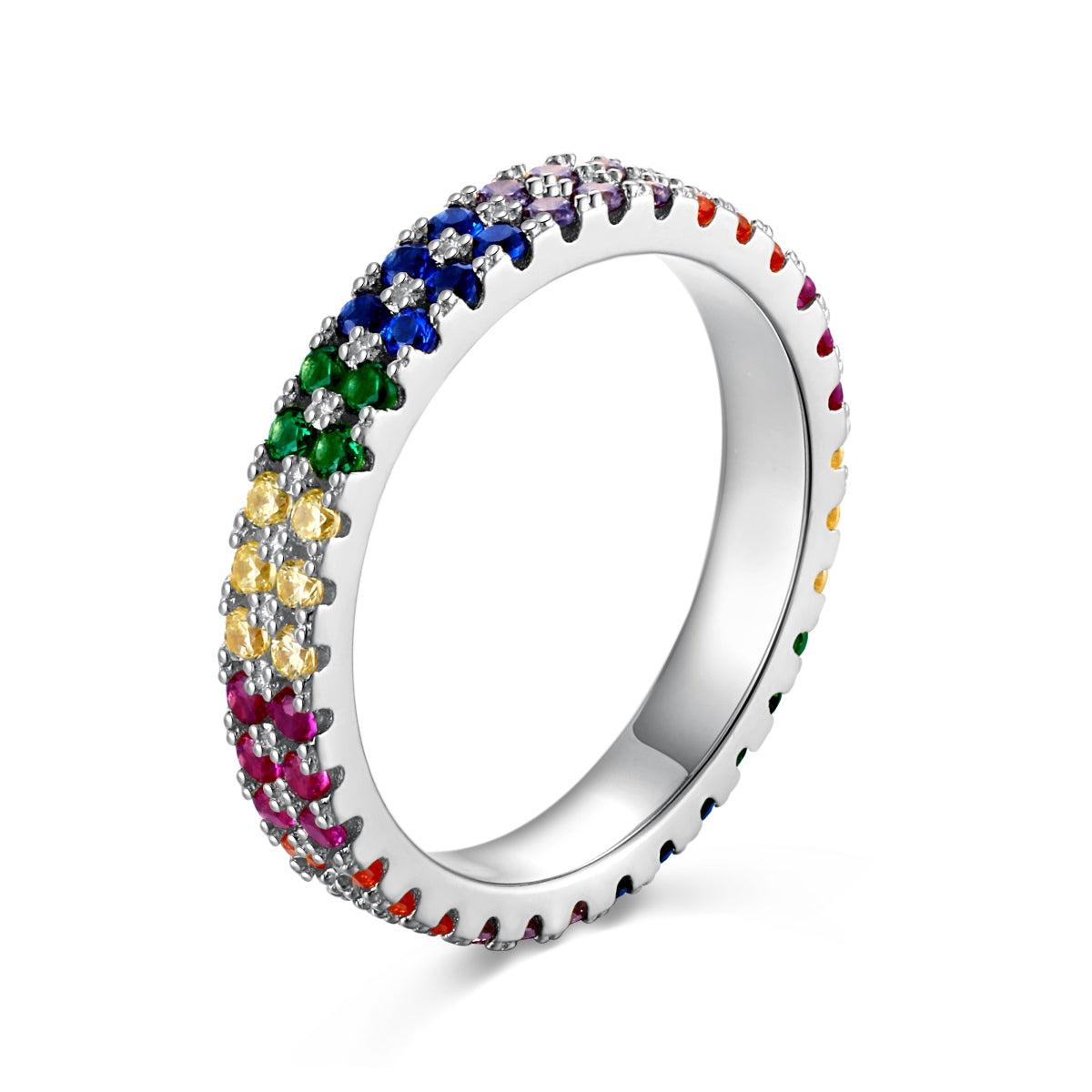 [Polaidi Jewelry]Unique Colorful Round Cut Tennis Ring