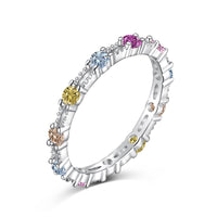 [Perlaura Jewelry ]Sparkling Colorful Round Cut Tennis Ring