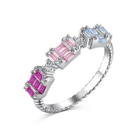 [Perlaura Jewelry ]Unique Colorful Emerald Cut Party Ring