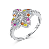 [Perlaura Jewelry ]Luxurious Colorful Flower Shape Banquet Ring