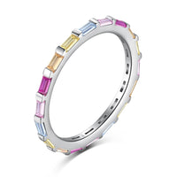 [Perlaura Jewelry ]Exquisite Multicolored Emerald Cut Daily Ring