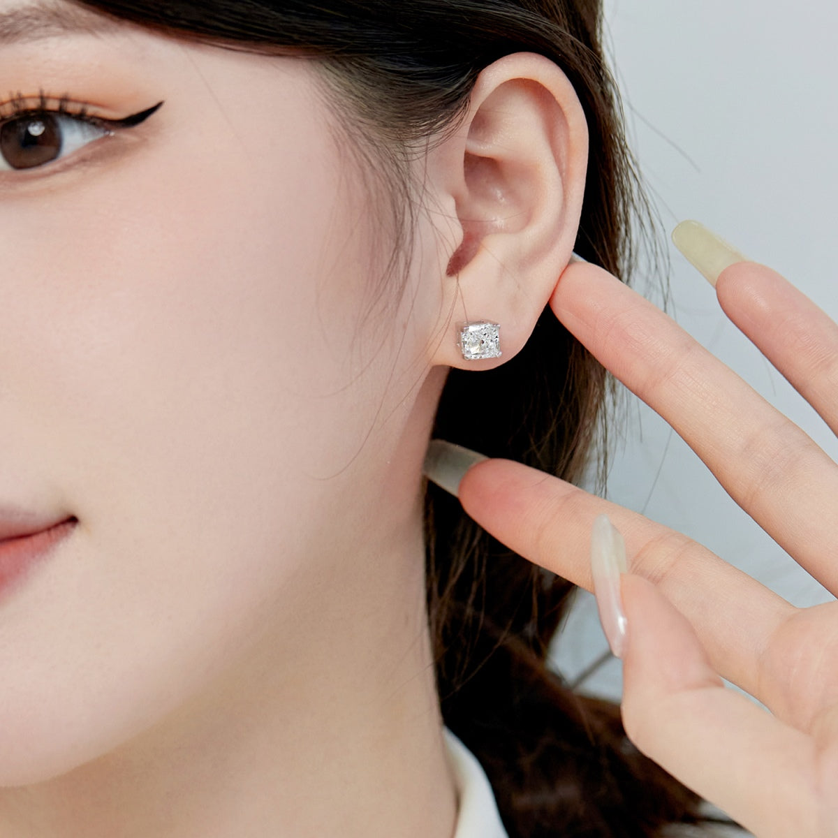 [Polaidi Jewelry]1.0 Carat Radiant Princess Cut Wedding Earrings