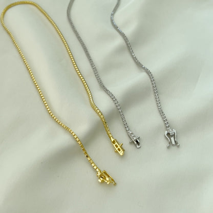 [Polaidi Jewelry]Delicate Round Shape Tennis Necklace