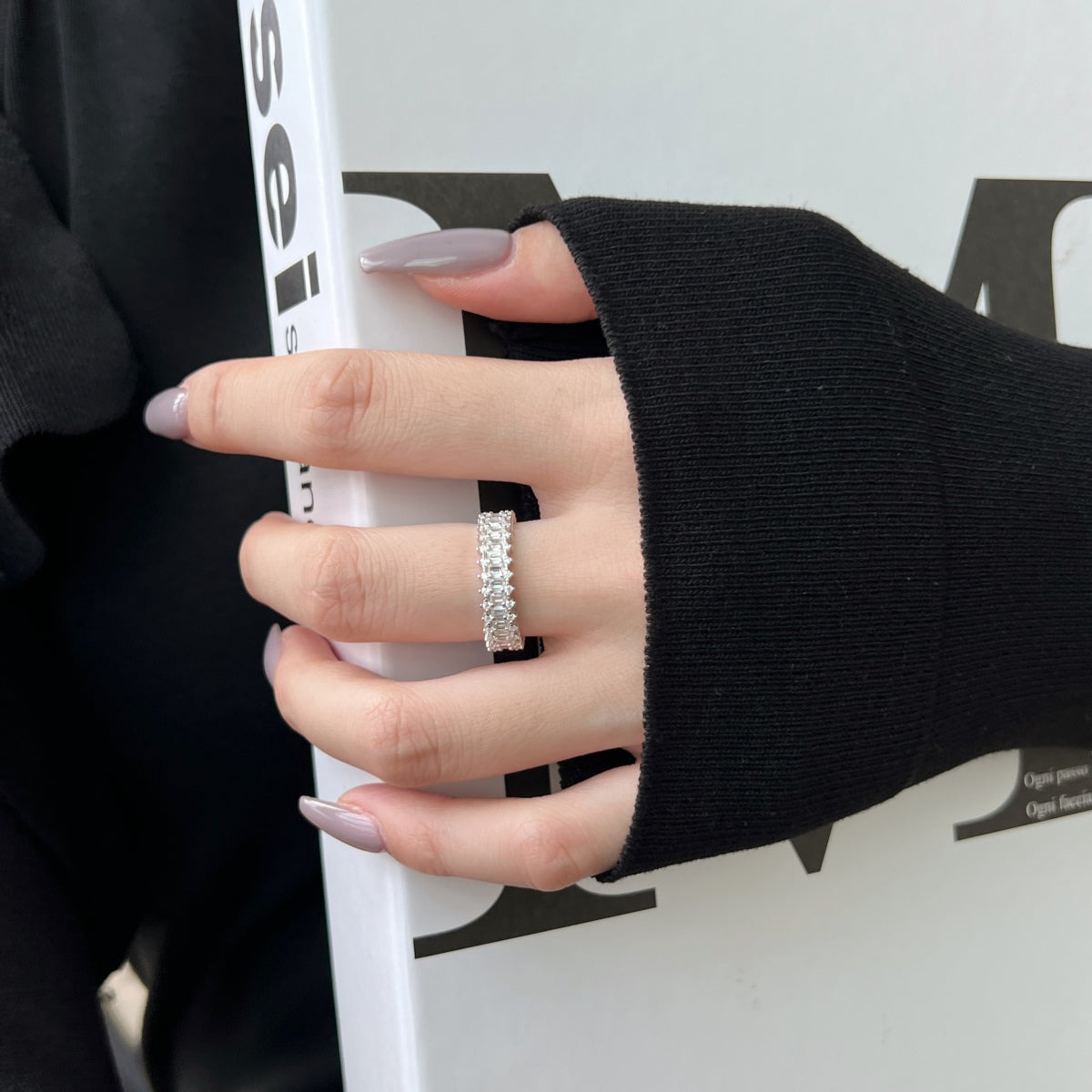 [Polaidi Jewelry]Splashy Ornate Emerald Cut Cocktail Ring