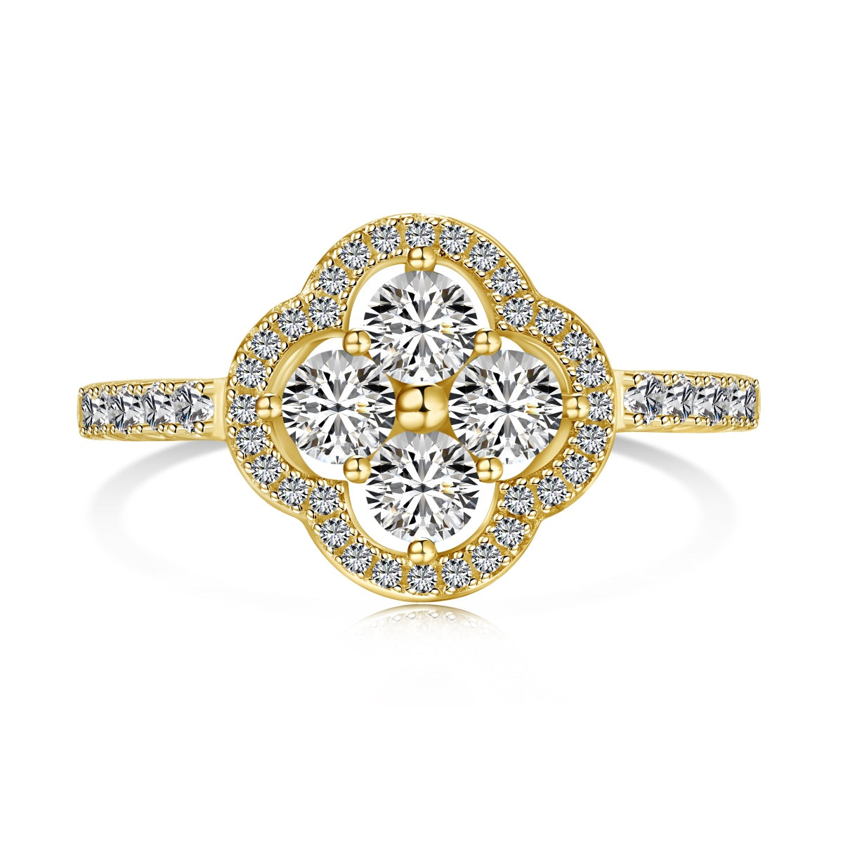 [Polaidi Jewelry]Four Leaf Clover Flower Design Ring