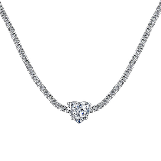 [Polaidi Jewelry]2.0 Carat Sparkling Tennis Heart Cut Necklace