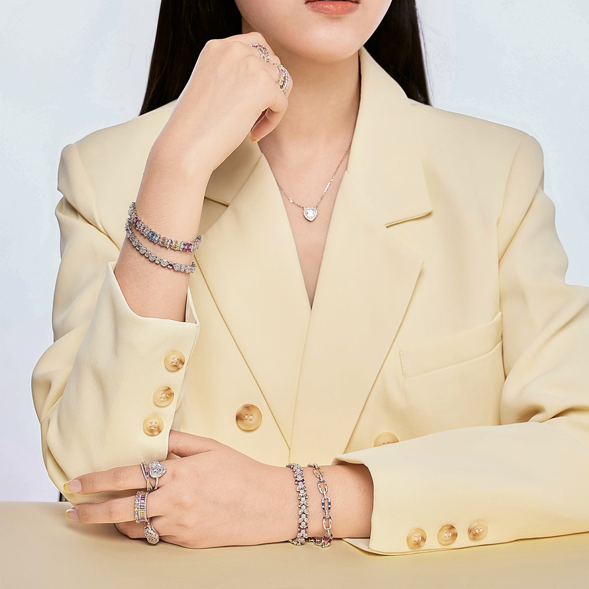 [Polaidi Jewelry]Delicate Colorful Multi Cut Party Bracelet