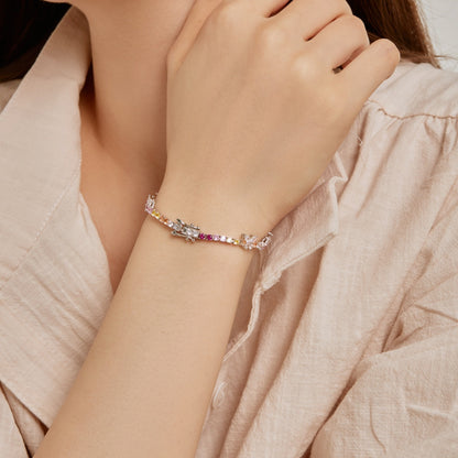 [Polaidi Jewelry]Ornate Colorful Butterfly Shape Round Cut Daily Bracelet