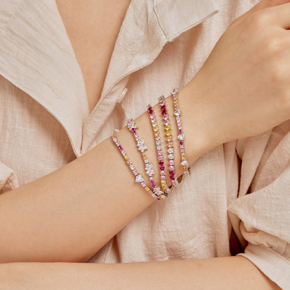 [Polaidi Jewelry]Ornate Colorful Butterfly Shape Round Cut Daily Bracelet