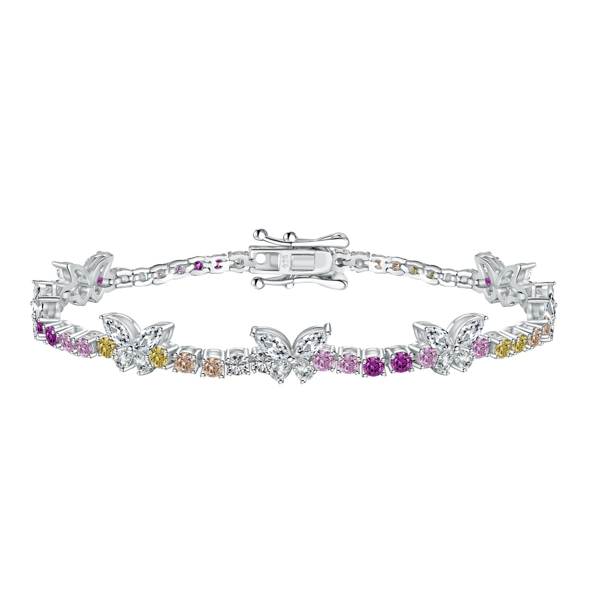 [Polaidi Jewelry]Ornate Colorful Butterfly Shape Round Cut Daily Bracelet
