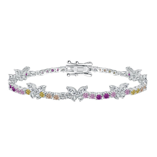 [Polaidi Jewelry]Ornate Colorful Butterfly Shape Round Cut Daily Bracelet