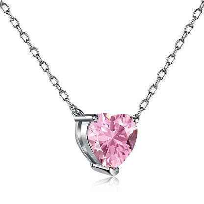 [Polaidi Jewelry]Heart Shape Main Stone Pendant Collarbone Necklace