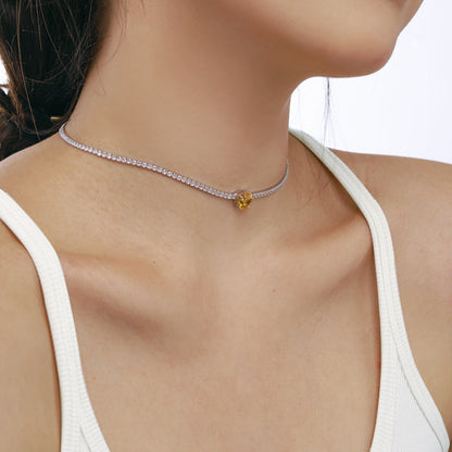 [Polaidi Jewelry]2.0 Carat Sparkling Tennis Heart Cut Necklace