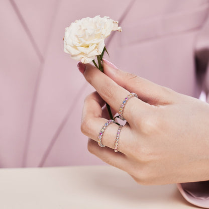 [Polaidi Jewelry]Sparkling Colorful Round Cut Tennis Ring
