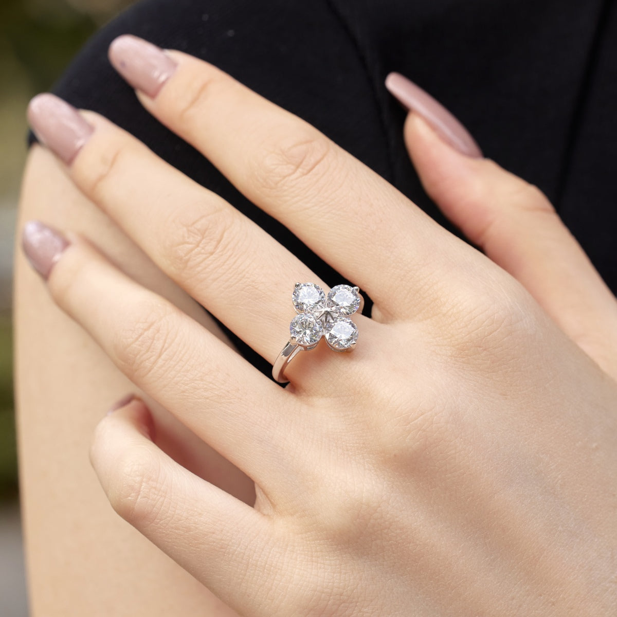 [Polaidi Jewelry]Four-Leaf Clover Eight-Pointed Star Ring