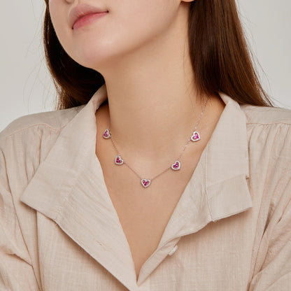 [Polaidi Jewelry]Sparkling Five Heart Necklace