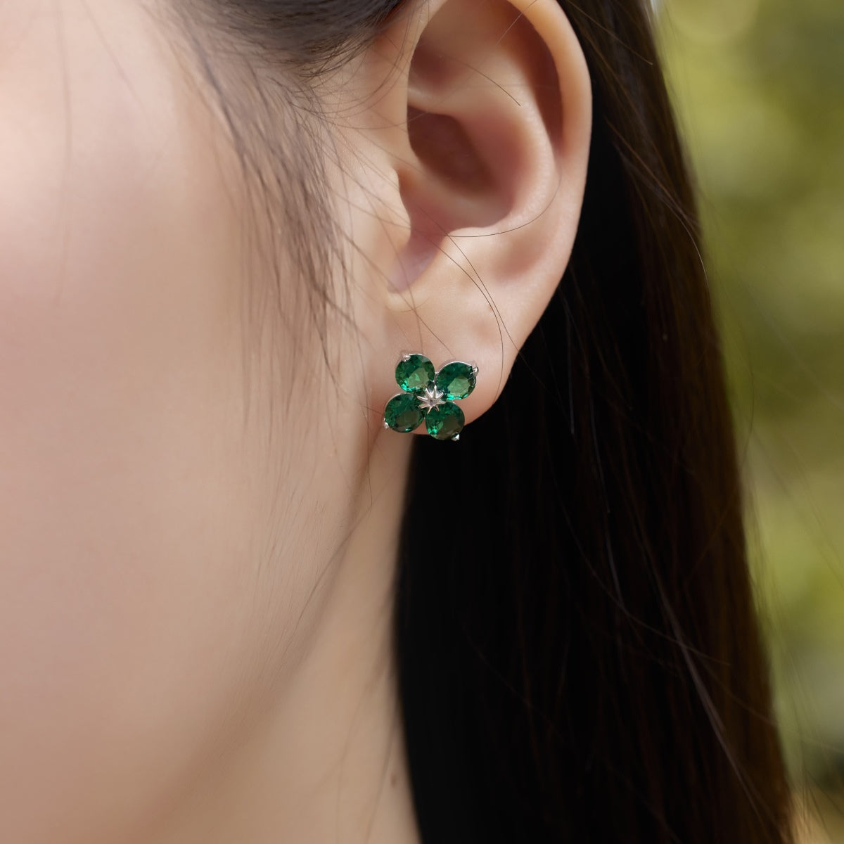 [Polaidi Jewelry]Four-Leaf Clover Eight-Pointed Star Earrings