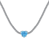 [Perlaura Jewelry ]2.0 Carat Sparkling Tennis Heart Cut Necklace