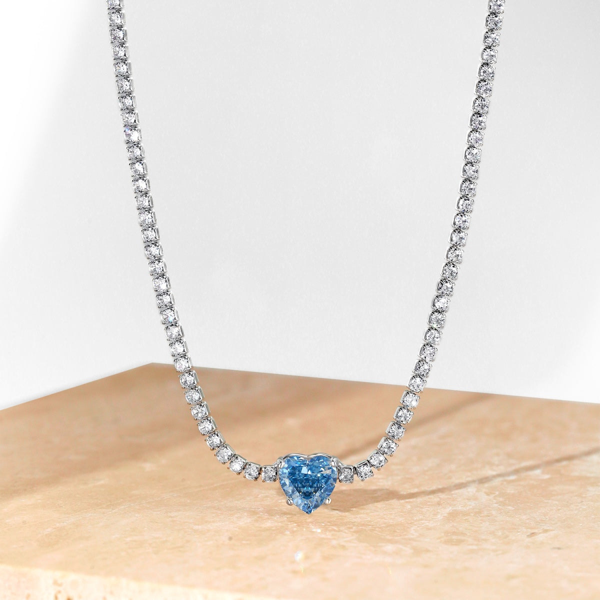 [Polaidi Jewelry]2.0 Carat Sparkling Tennis Heart Cut Necklace