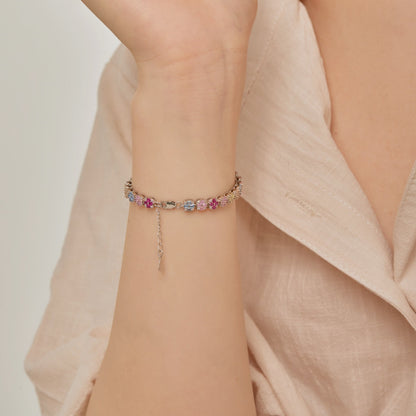 [Polaidi Jewelry]Delicate Colorful Emerald Cut Daily Bracelet