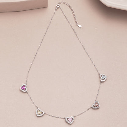 [Polaidi Jewelry]Sparkling Five Heart Necklace