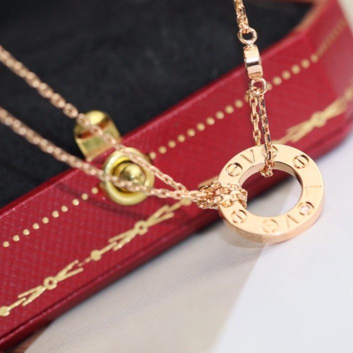 [：Polaidi Jewelry]LOVEネックレス アジャスタブル ローズゴールド 2ダイヤモンド