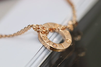 [：Polaidi Jewelry]LOVEネックレス アジャスタブル ローズゴールド 2ダイヤモンド