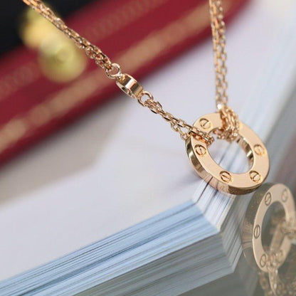 [：Polaidi Jewelry]LOVEネックレス アジャスタブル ローズゴールド 2ダイヤモンド