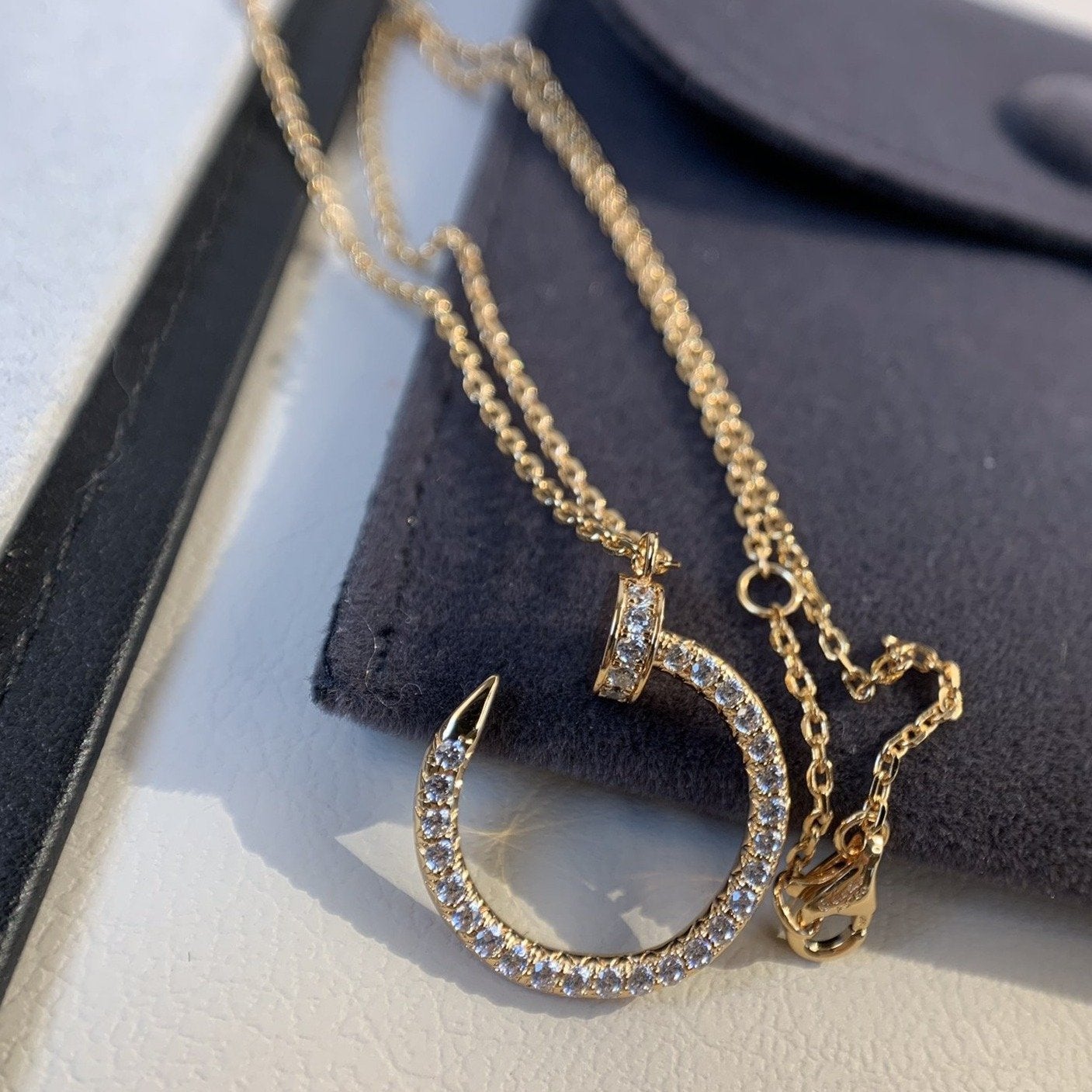 [：Polaidi Jewelry]ジュスト アン クル ネックレス ピンクゴールド ダイヤモンド