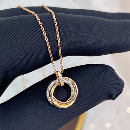 [Polaidi Jewelry]TRINITY NECKLACE SILVER GOLD PINK GOLD DIAMONDS