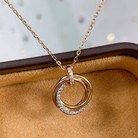 [Perlaura Jewelry ]TRINITY NECKLACE SILVER GOLD PINK GOLD DIAMONDS