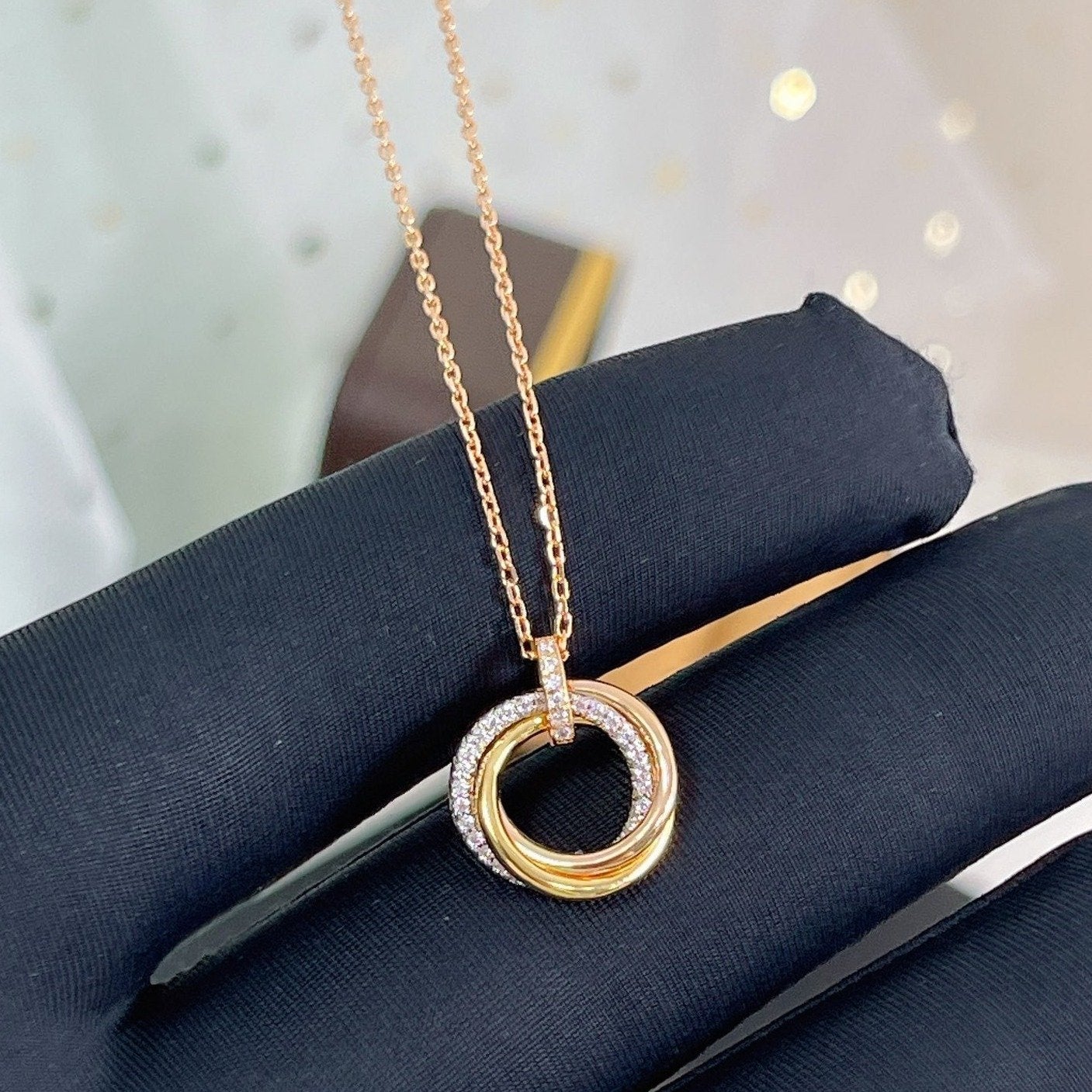 [：Polaidi Jewelry]TRINITY NECKLACE SILVER GOLD PINK GOLD DIAMONDS