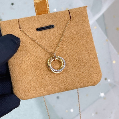 [Polaidi Jewelry]TRINITY NECKLACE SILVER GOLD PINK GOLD DIAMONDS