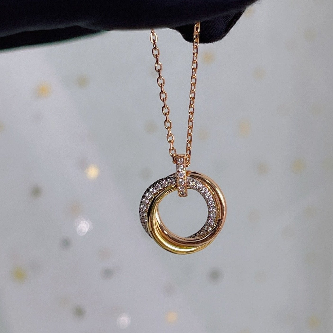 [Polaidi Jewelry]TRINITY NECKLACE SILVER GOLD PINK GOLD DIAMONDS