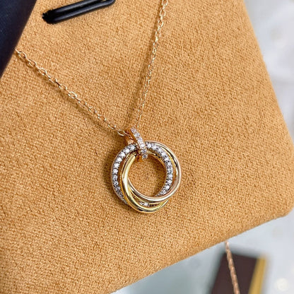 [Polaidi Jewelry]TRINITY NECKLACE SILVER GOLD PINK GOLD DIAMONDS