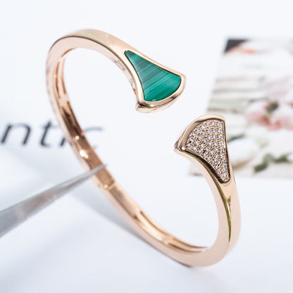 [：Polaidi]DREAM BRACELET OPEN MALACHITE PINK GOLD