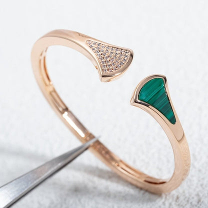 [：Polaidi]DREAM BRACELET OPEN MALACHITE PINK GOLD