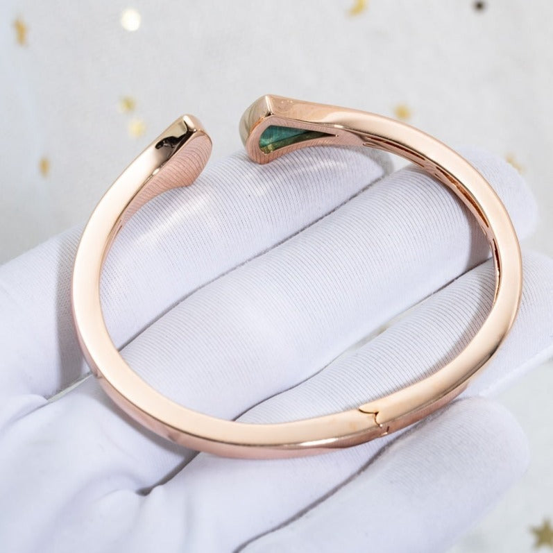 [：Polaidi]DREAM BRACELET OPEN MALACHITE PINK GOLD