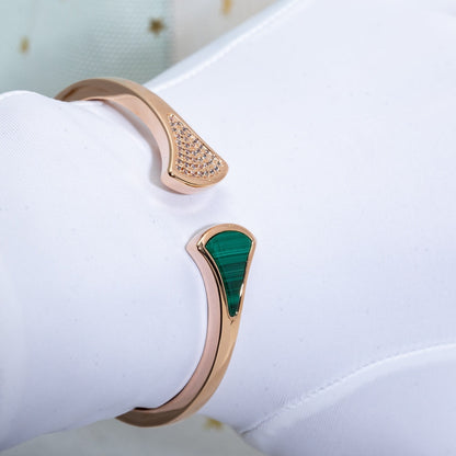 [：Polaidi]DREAM BRACELET OPEN MALACHITE PINK GOLD