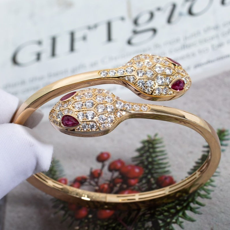 [：Polaidi]SERPENTI BRACELET PINK GOLD DIAMOND DOUBLE SNAKE