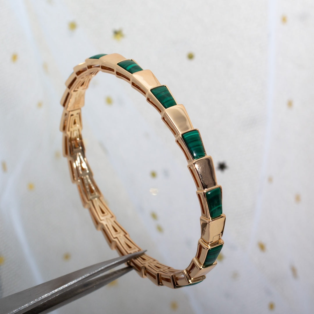 [：Polaidi]SERPENTI BRACELET PINK GOLD MALACHITE